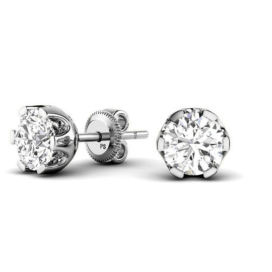 Six-Prong 0.60-5.00 CT Round Cut Lab Grown Diamonds - Stud Earrings
