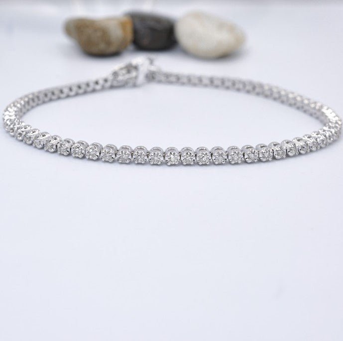 Sophisticated 1.00 CT Round Cut Diamond Tennis Bracelet in 14KT White Gold - Primestyle.com