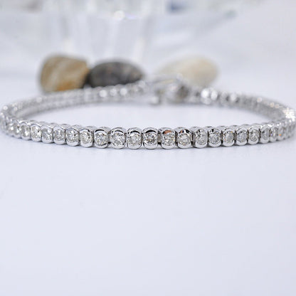 Sophisticated 3.50CT Round Cut Diamond Tennis Bracelet in 14KT White Gold - Primestyle.com