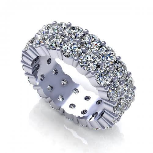 Sparkling 3.00 CT Round Cut Diamond Eternity Ring in 14KT White Gold - Primestyle.com