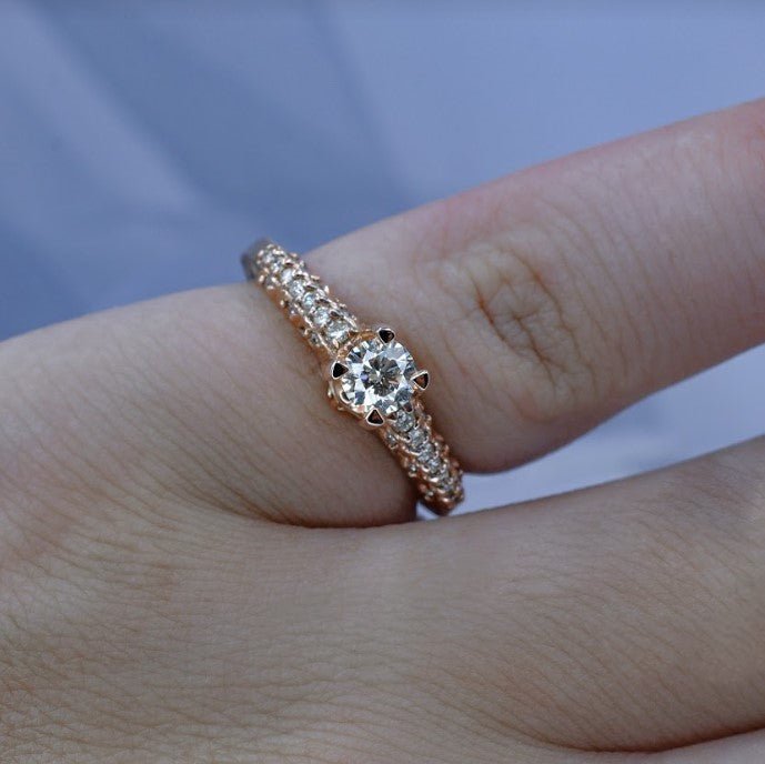 Special 0.60CT Round Cut Diamond Engagement Ring in 14KT Rose Gold - Primestyle.com