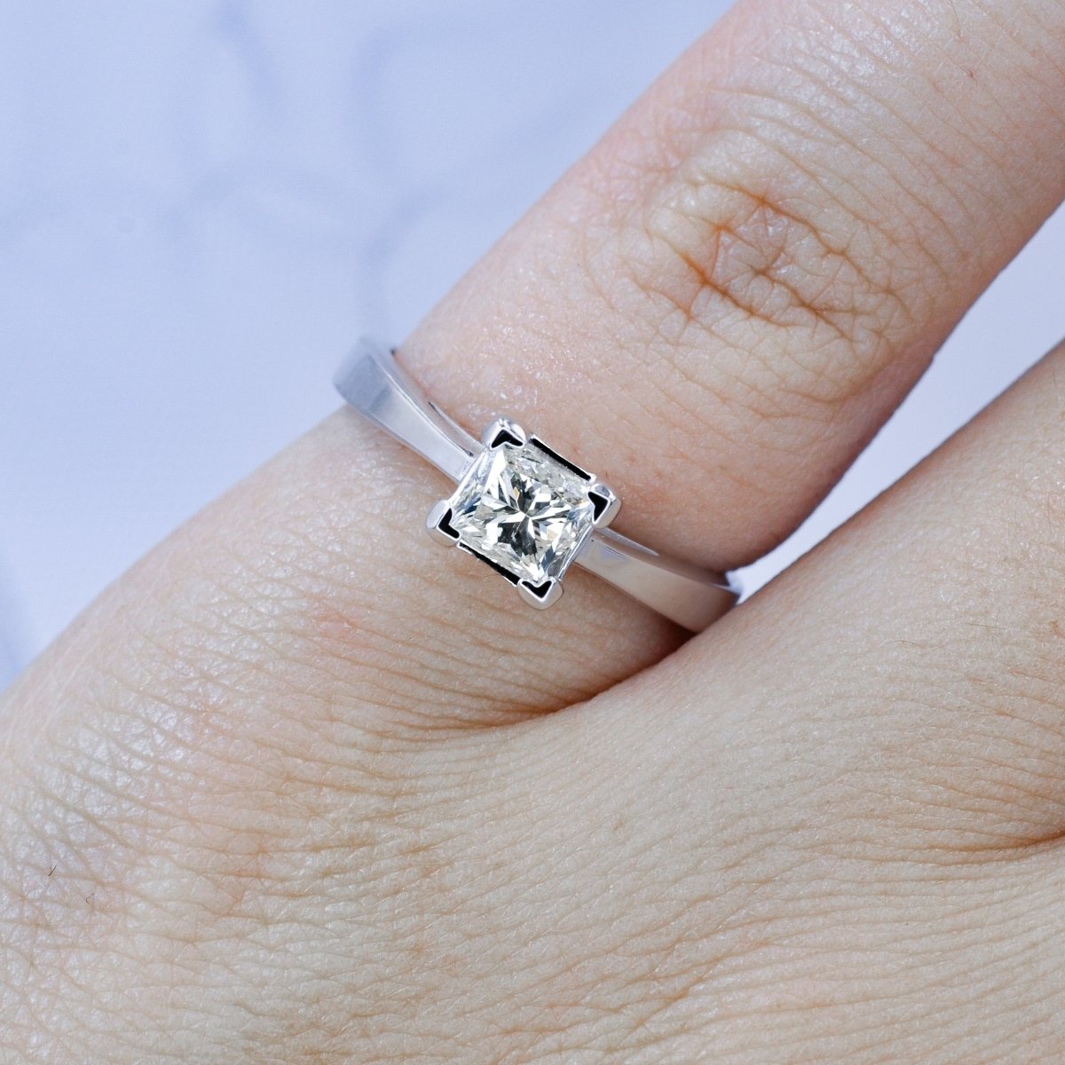 Special 0.80 CT Princess Cut Diamond Solitaire Ring in 14KT White Gold - Primestyle.com