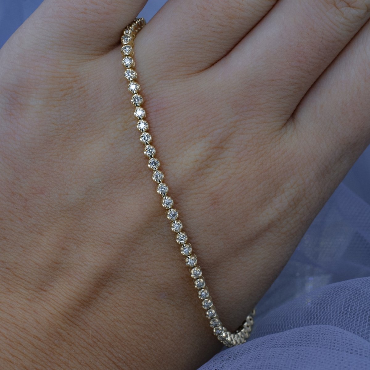 Special 1.00 CT Round Cut Diamond Tennis Bracelet in 14KT Yellow Gold - Primestyle.com