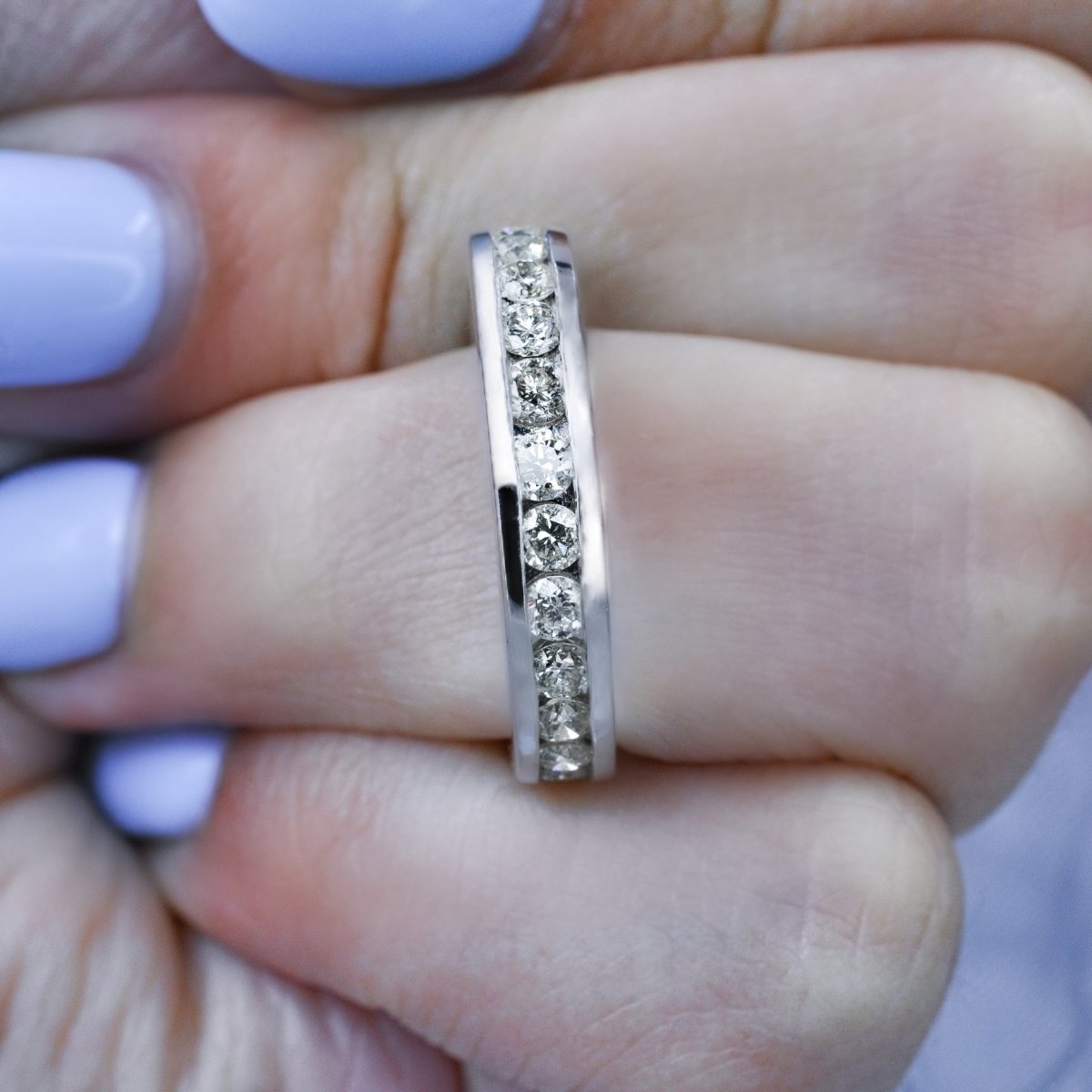 Special 1.00CT Round Cut Diamond Eternity Ring in 14KT White Gold - Primestyle.com