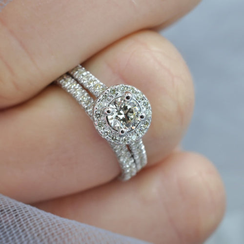 Special 1.25 CT Round Cut Diamond Bridal Set in 14KT White Gold - Primestyle.com
