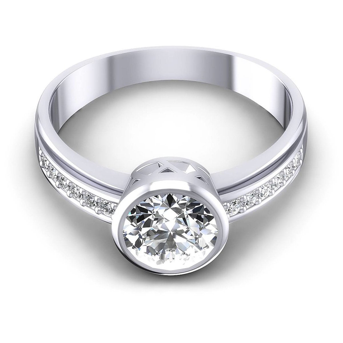 Stunning 0.50 CT Round Cut Diamond Engagement Ring in 14 KT White Gold - Primestyle.com