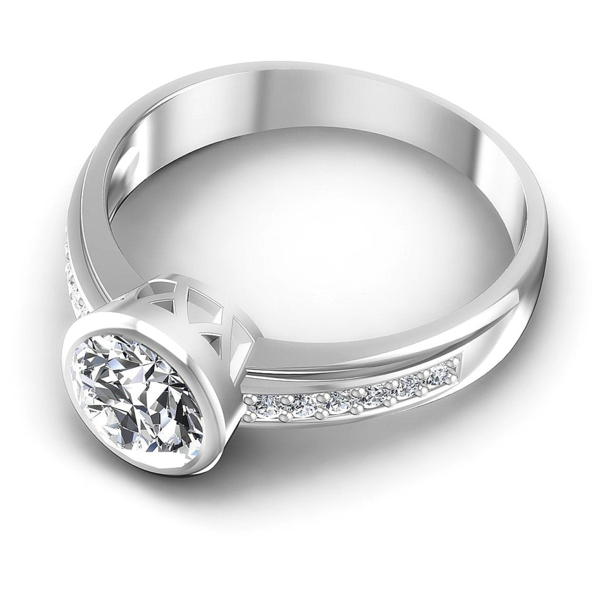 Stunning 0.50 CT Round Cut Diamond Engagement Ring in 14 KT White Gold - Primestyle.com