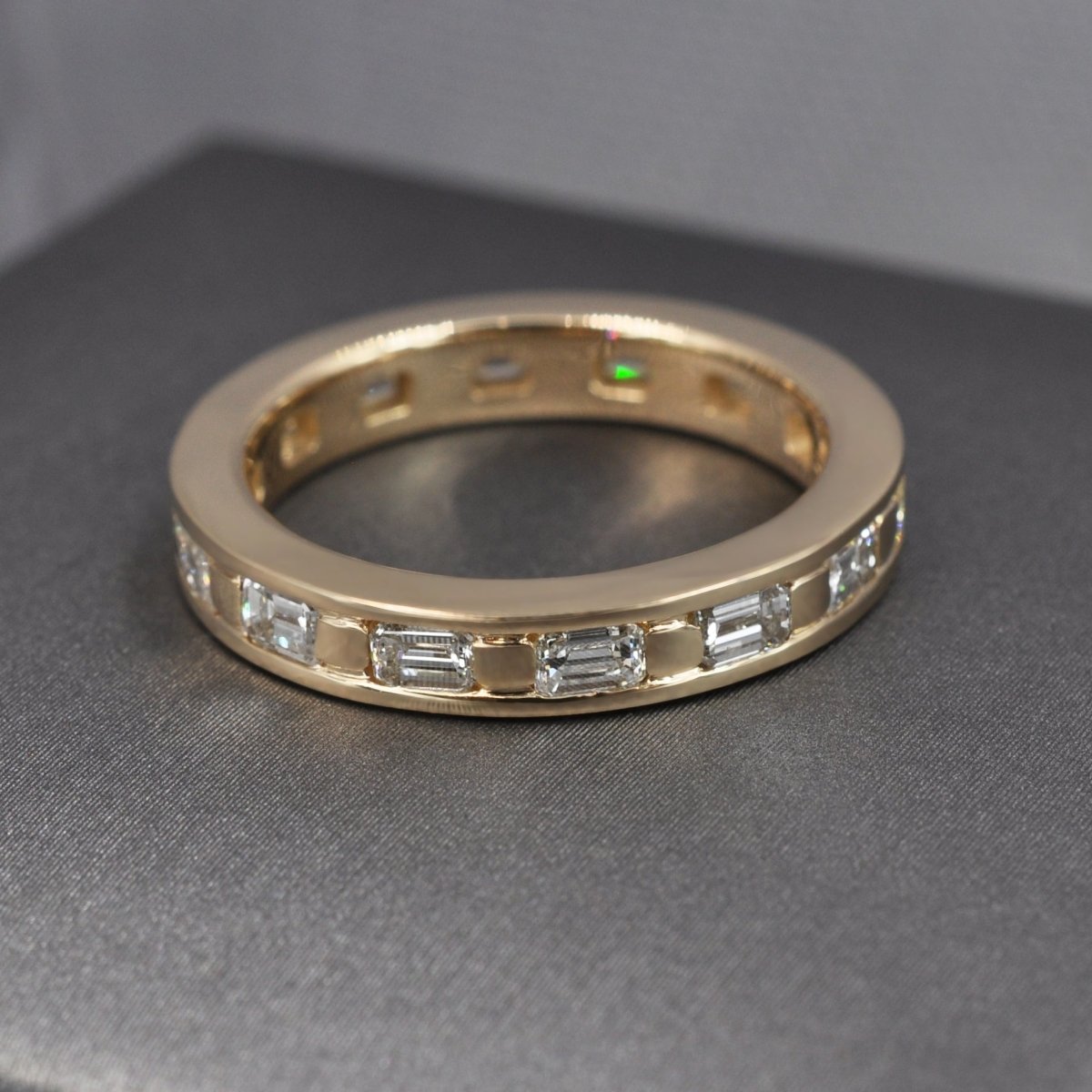 Stunning 2.50 CT Emerald Cut Diamond Eternity Ring in 14KT Yellow Gold - Primestyle.com