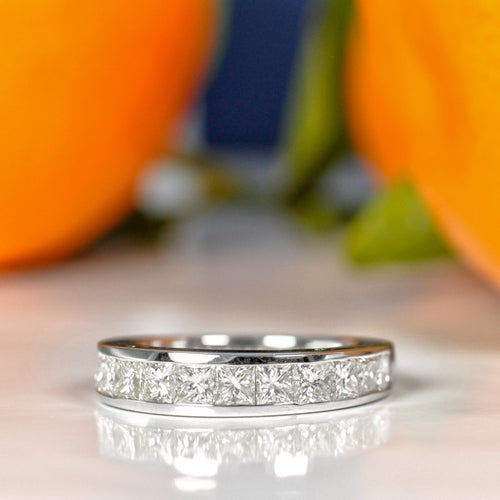 Stylish 1.65 CT Princess Cut Diamond Wedding Band in 14KT White Gold - Primestyle.com