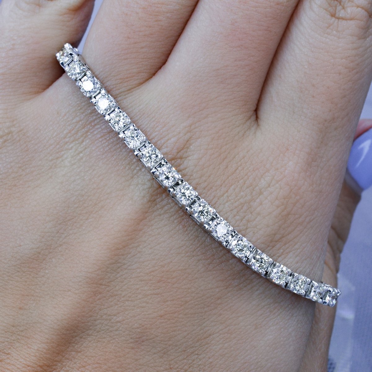 Superior 6.00 CT Round Cut Diamond Tennis Bracelet in 14 KT White Gold - Primestyle.com