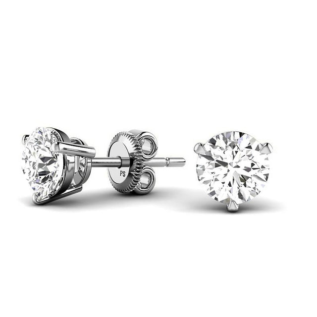 Three-Prong 0.60-5.00 CT Round Cut Lab Grown Diamonds - Stud Earrings