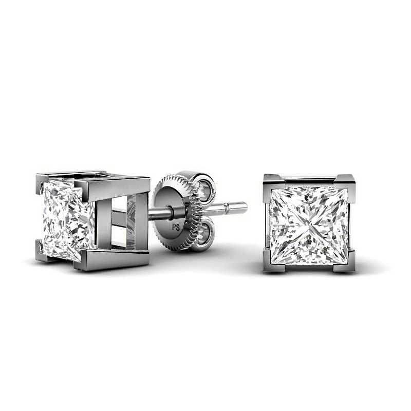 V-Prong 0.60-5.00 CT Princess Cut Lab Grown Diamonds - Stud Earrings - Primestyle.com