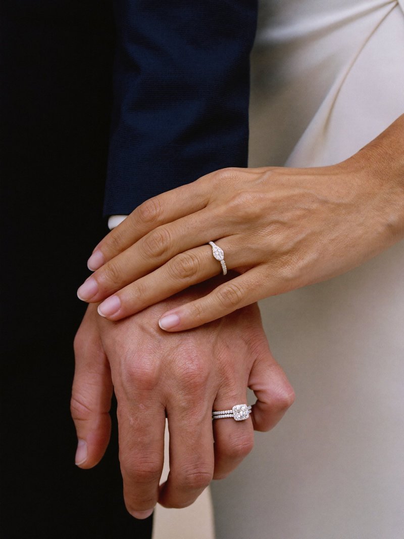 Pair of wedding bands resting together