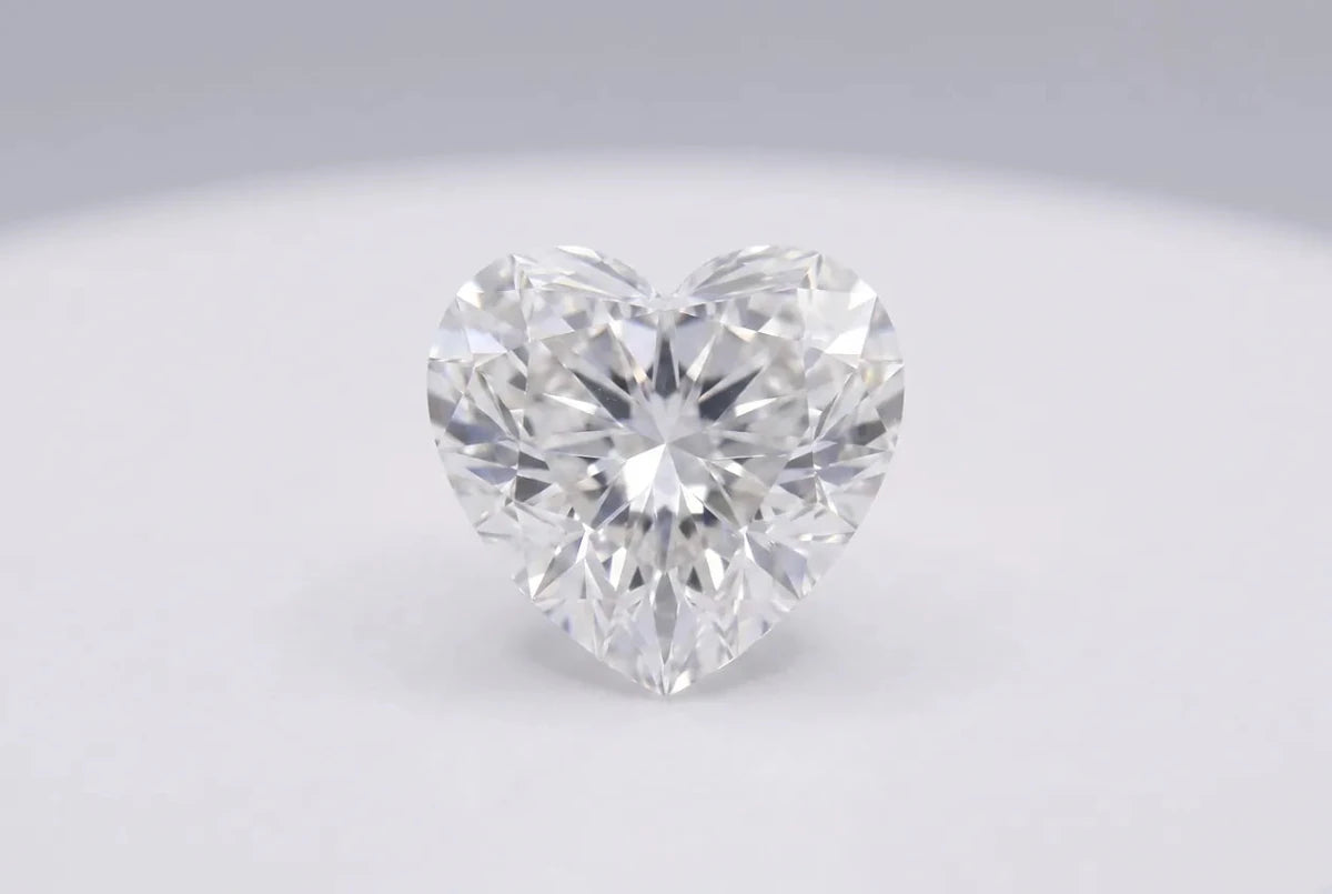 A loose heart cut diamond with two rounded lobes and a single point