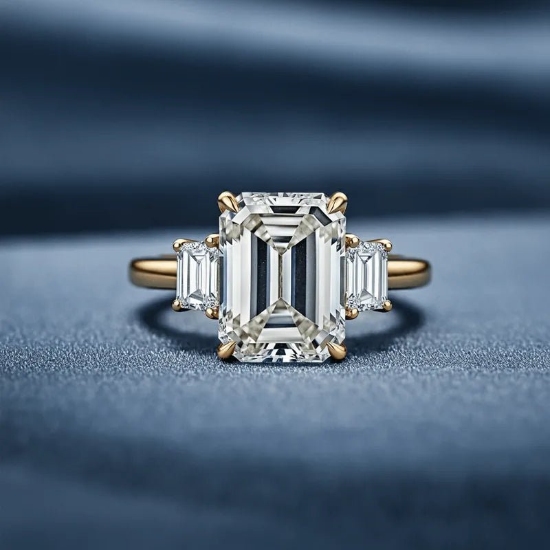 Regal Emerald Cut Diamond Three Stone Ring, a PrimeStyle design
