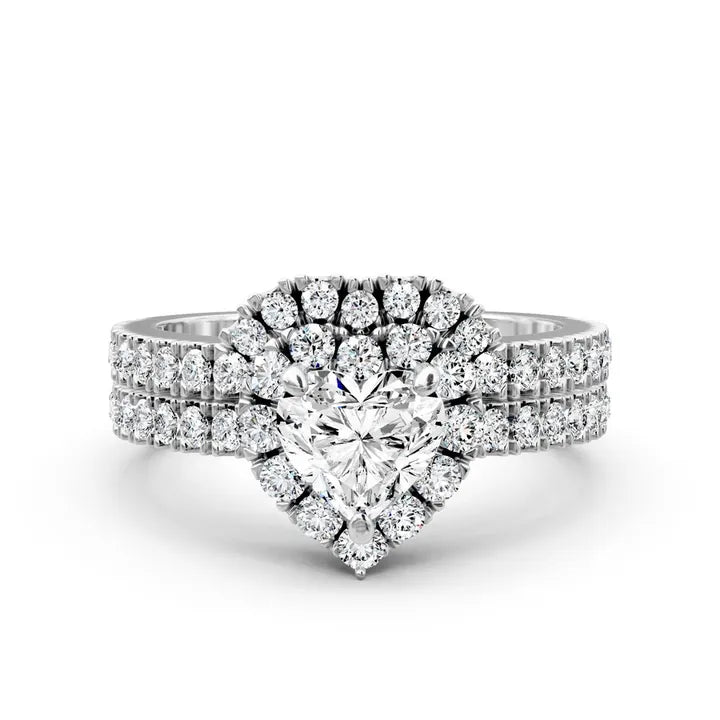 1.15-6.65 CT Heart and Round Cut Lab Grown Diamonds Bridal Set