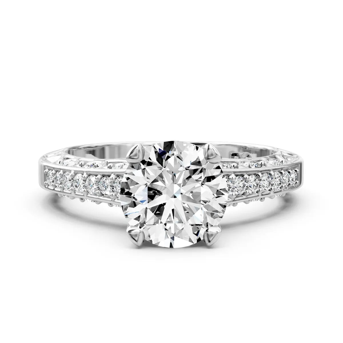 0.60-1.75 CT Round Cut Natural Diamonds Engagement Ring in white gold