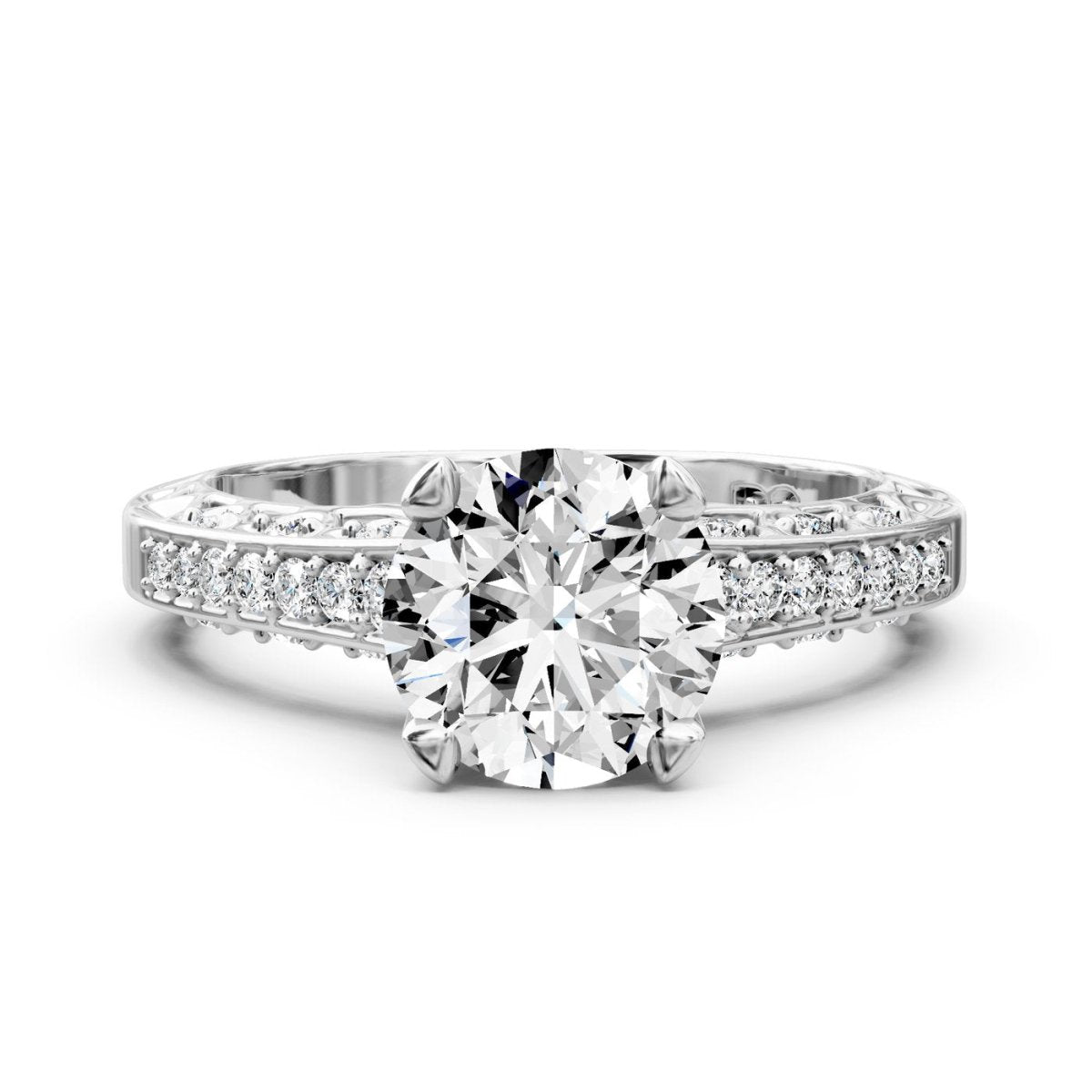 0.60-1.75 CT Round Cut Natural Diamonds Engagement Ring in white gold
