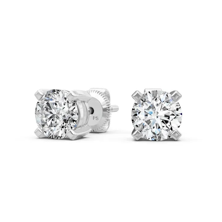 0.50-3.00 CT Round Cut Natural Diamonds Stud Earrings