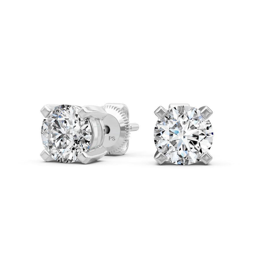0.50-3.00 CT Round Cut Natural Diamonds Stud Earrings