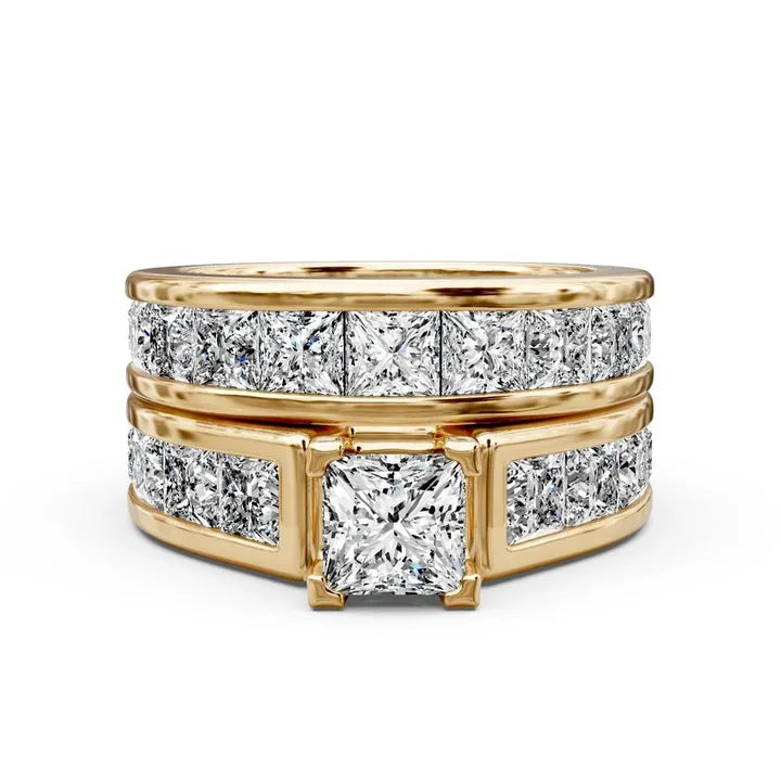 2.50-8.00 CT Princess Cut Lab Grown Diamonds Bridal Set