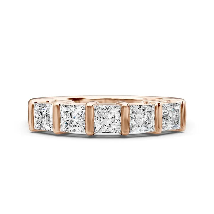 1.00 CT Princess Cut Natural Diamonds Wedding Band