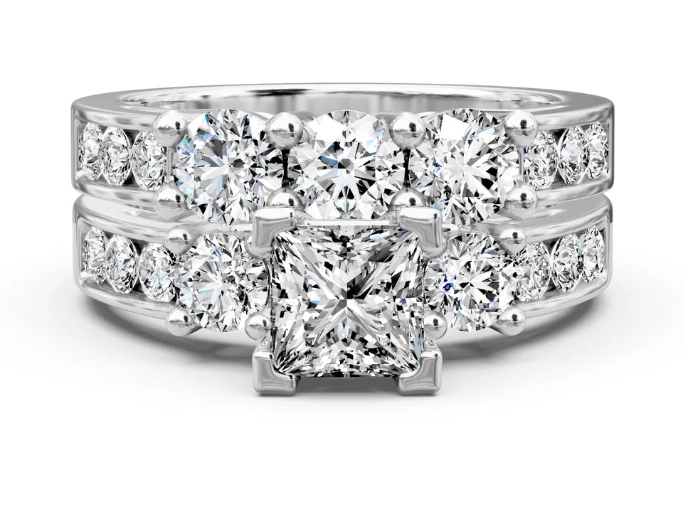 Princess & Round Cut Bridal Set