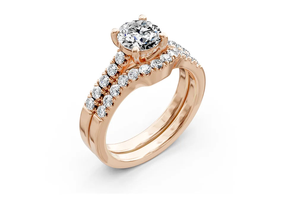 Princess & Round Cut Bridal Set