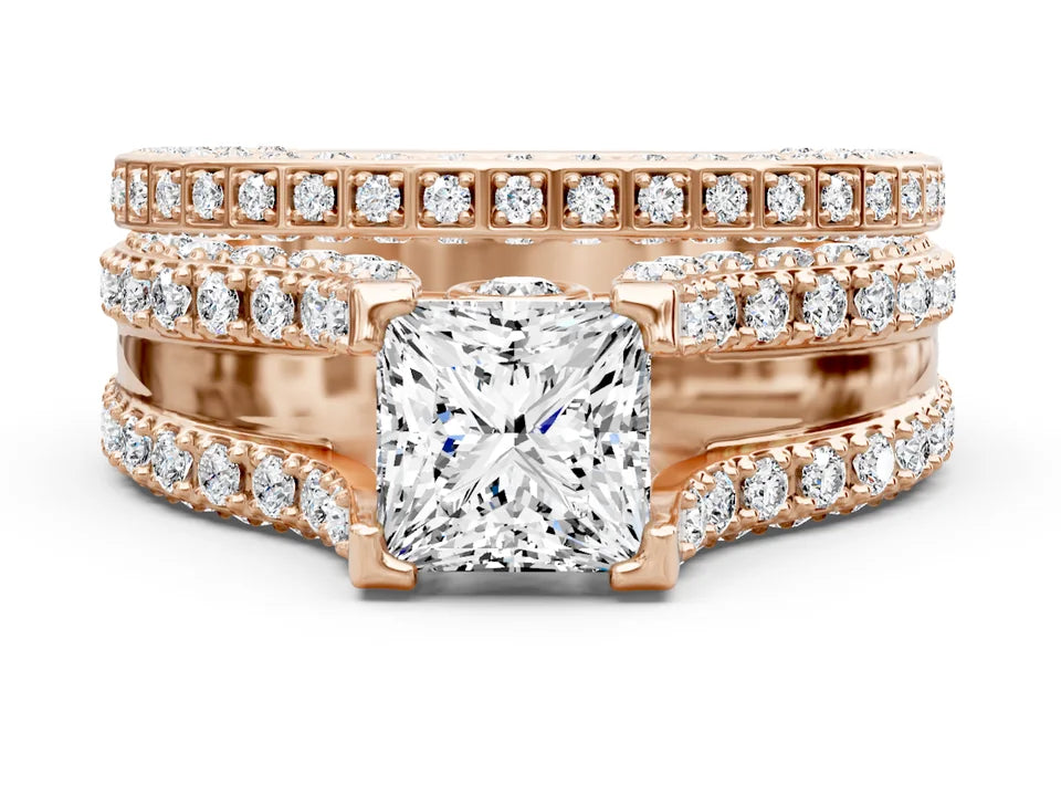 Princess & Round Cut Bridal Set