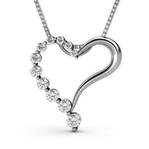 A diamond open-heart pendant on a white gold chain