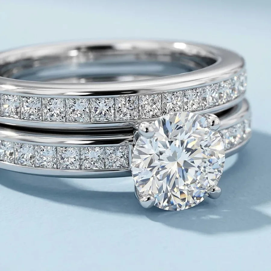 1.30-6.80 CT Princess & Round Cut Lab Grown &middot; Bridal Set