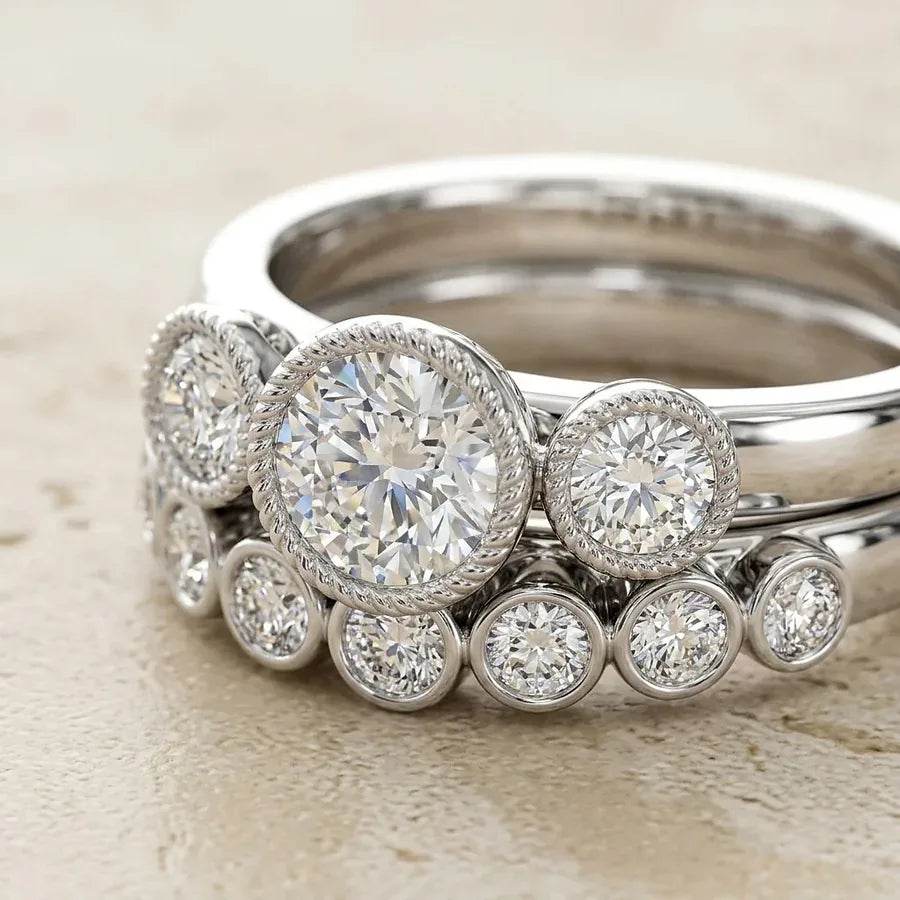 1.20-6.70 CT Round Cut Lab Grown &middot; Bridal Set