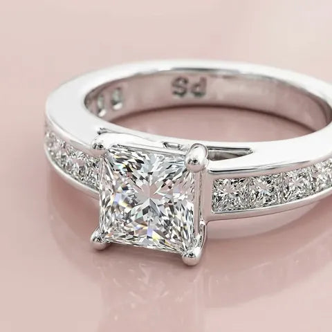 1.60-2.75 CT Princess Cut Natural &middot; Engagement Ring