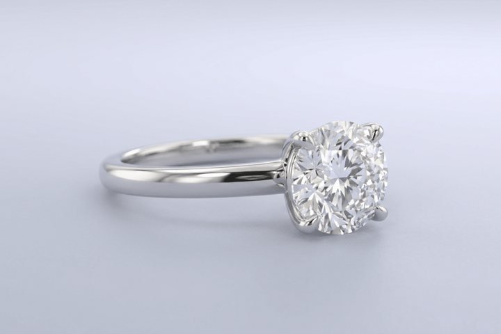 A lab-grown diamond solitaire engagement ring